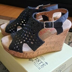 Black Wedge Sandals